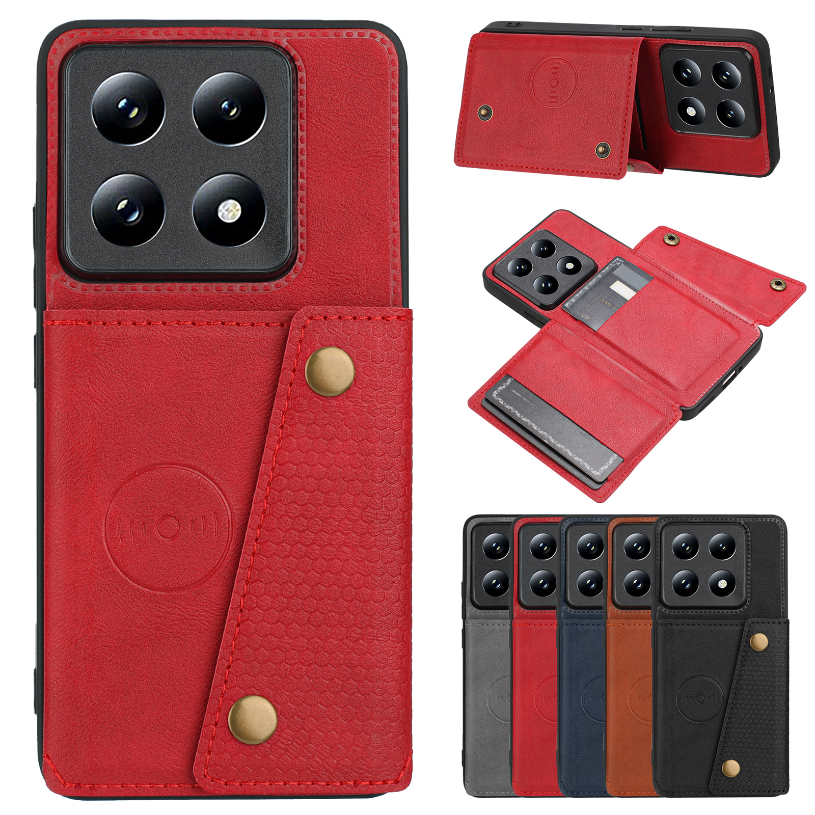 Card Holder Leather Case for XiaoMi 14T 15 Pro 14 Ultra 5G Mi Poco X7 F7 F6 X6 M6 F5 Pro Wallet Phone Cover Coque