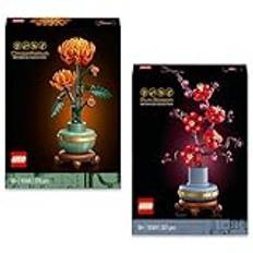Lego krysantemum och plommonblomma (10368, 10369), Lego-blommor nyheter kombi – två Lego ikoner blommor som rumsdekoration, Lego botanisk kollektion, Lego rosbukett för vuxna
