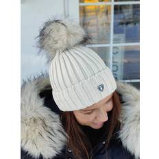 Rock and Blue Pom Pom Hat Ecru /hvid faux fur kvinde