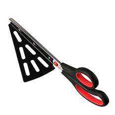 flintronic pizzasax, kökssax i rostfritt stål med avtagbar pizzaspade, (multifunktion inte bara för pizza), kökspryl (röd)