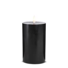 LED Stearinlys - 1 stk. - ø7,5 x 15 cm - m/3D flamme - (flere farver) (Farve: Sort)