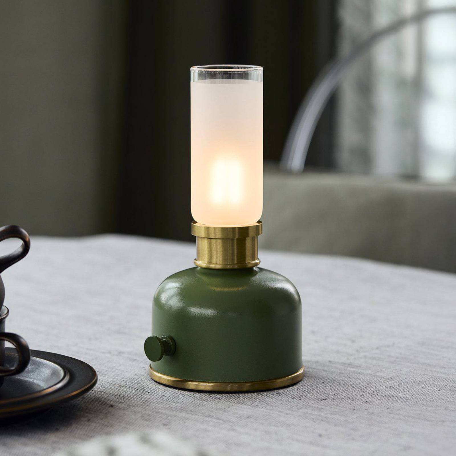 PR Home LED bordslampa Frida, dimbar, Grön, Vardagsrum / matsal, Antik, LED-bordslampa
