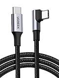 UGREEN 100W USB C till USB C-kabel Vinkel PD 3.0 PPS Laddningskabel USB-C 90 grader kompatibel iPhone 15 Pro Max, Galaxy S24 Ultra, M2 MacBook Pro/Air iPad Pro 12.9 iPad Mini 6 Steam Deck etc. (0.5m)