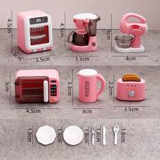 TEMU Miniature Kitchen Set For Dollhouse - Coffee Machine, Toaster, Egg Beater, Kettle & Accessories - Ideal For Play Or Display, Playset Accessory | Kitchen Set | Detailed Design, Dollhouse Furniture