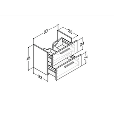 Dansani Luna Vaskeskab 60 cm med 2 skuffer model N01411