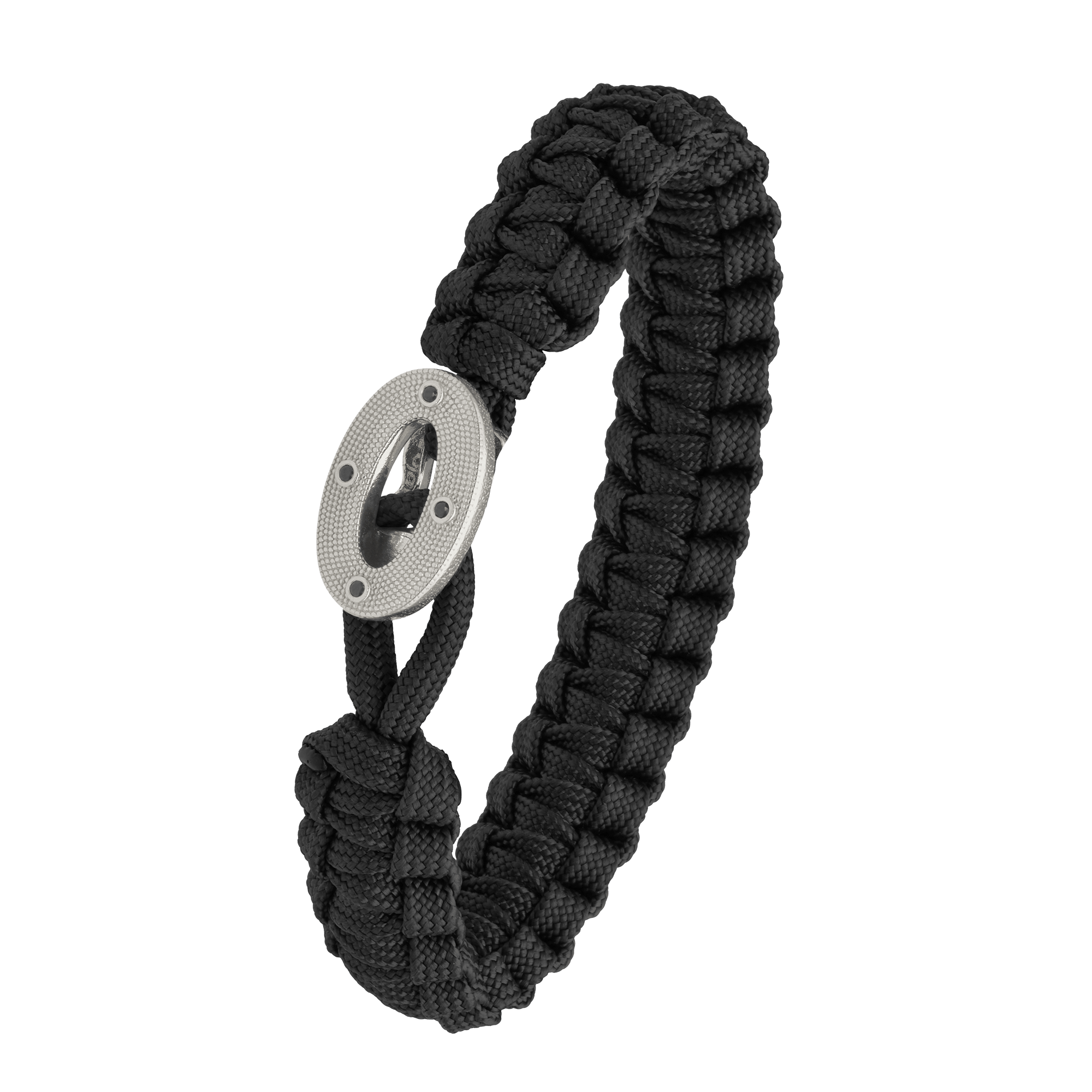 FSTS Bracelet Black with Maritime 316L Stainless Steel Lock - Svart, Silverfärg (230 mm)