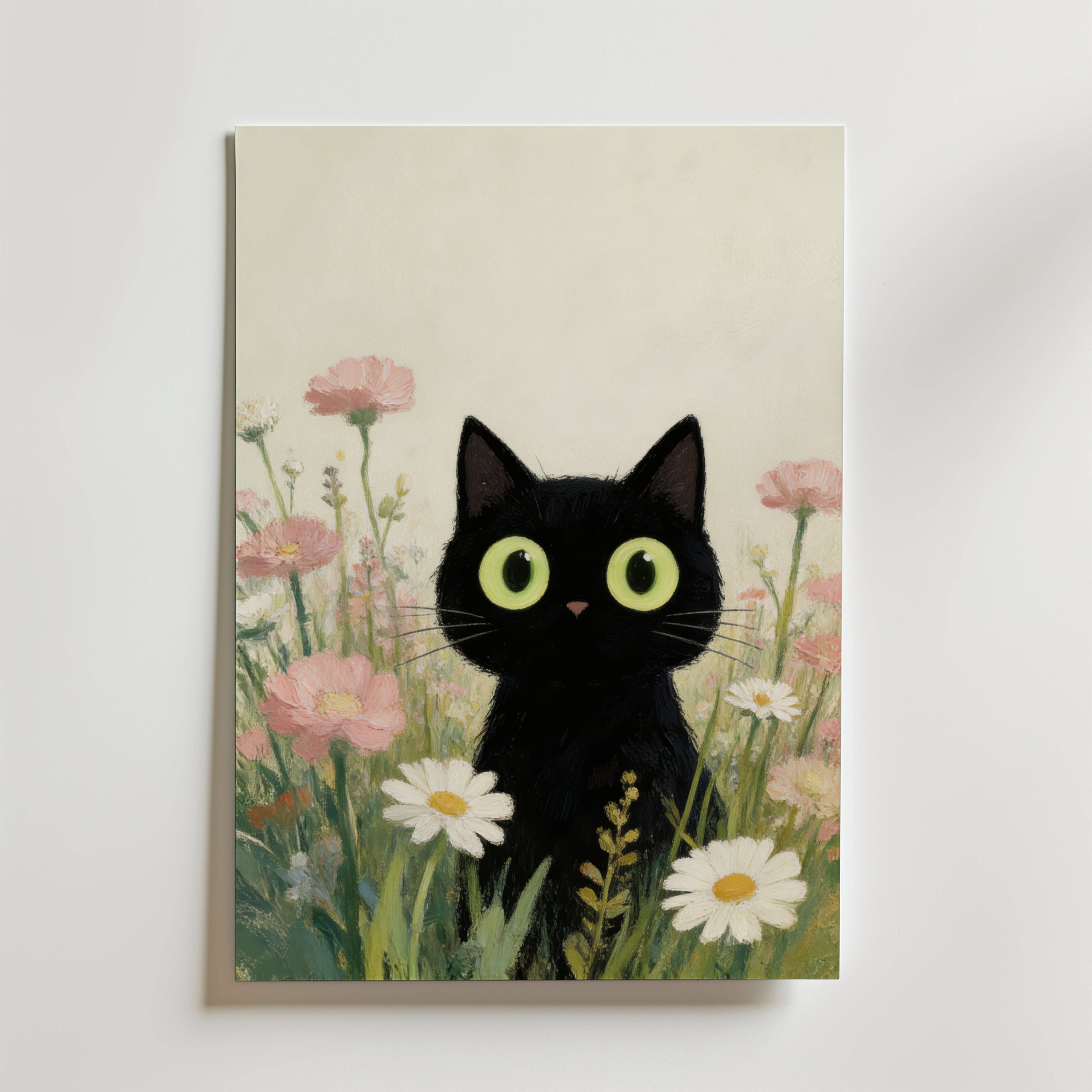 Curious Meadow Cat Poster - Fine Art Poster 50x70 cm Utan passepartout