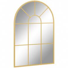 Väggspegel med Metallram Fönster Design Guld 91 x 60 cm