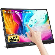 Tragbarer Monitor Touchscreen,14 Zoll FHD 1920x1080 Laptop Monitor USBC HDMI IPS Display Kickstand &Lautsprecher,HDR Plug&Play Externer Monitor für Laptop PC Telefon Mac Xbox PS5/PS4 Switch