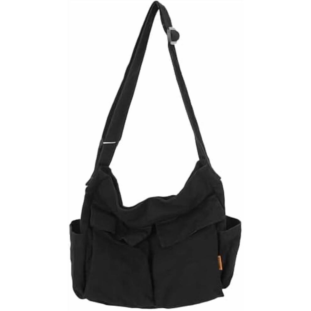 Canvas hobo messenger-taske med flere lommer 1 stk.