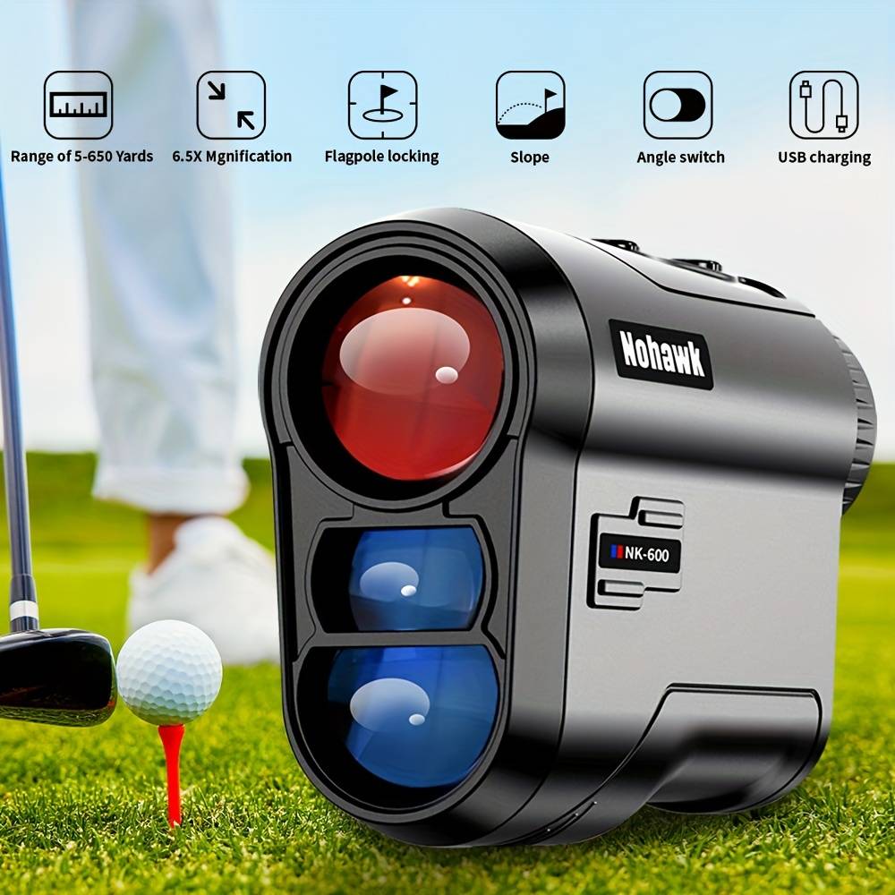 TEMU Nohawk Golf Rangefinder With Angle Switch, 600 Yard Rechargeable Rangefinder With Flag Lock For Golfing Hunting And Speed Measuring, Slope