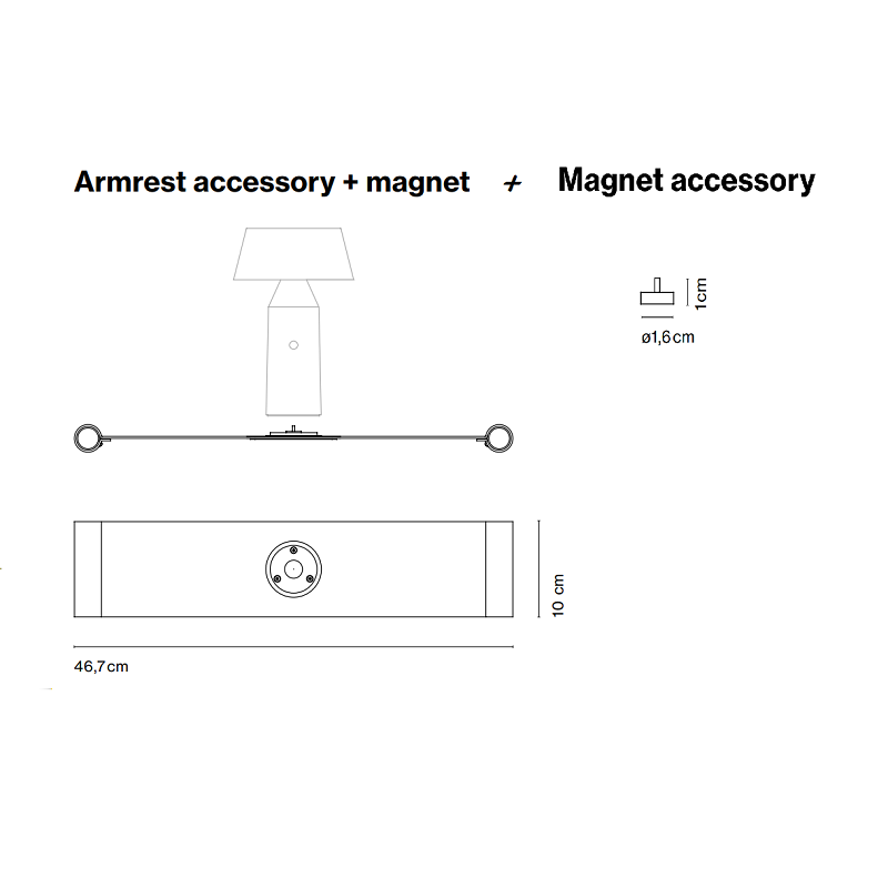 Bicoca Bordlampe Marset - Light blue / Armrest accessory + magnet