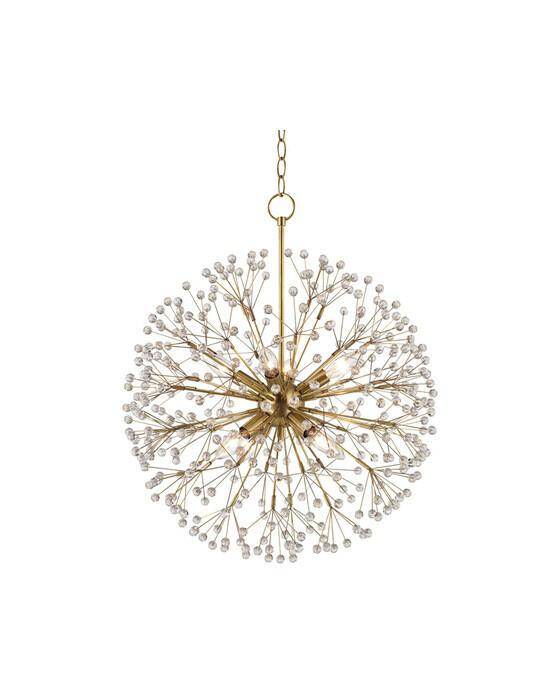 Hudson Valley Lighting Dunkirk takkrona antik mässing - Guld / Transparent (H: 61 x Ø: 51 cm)