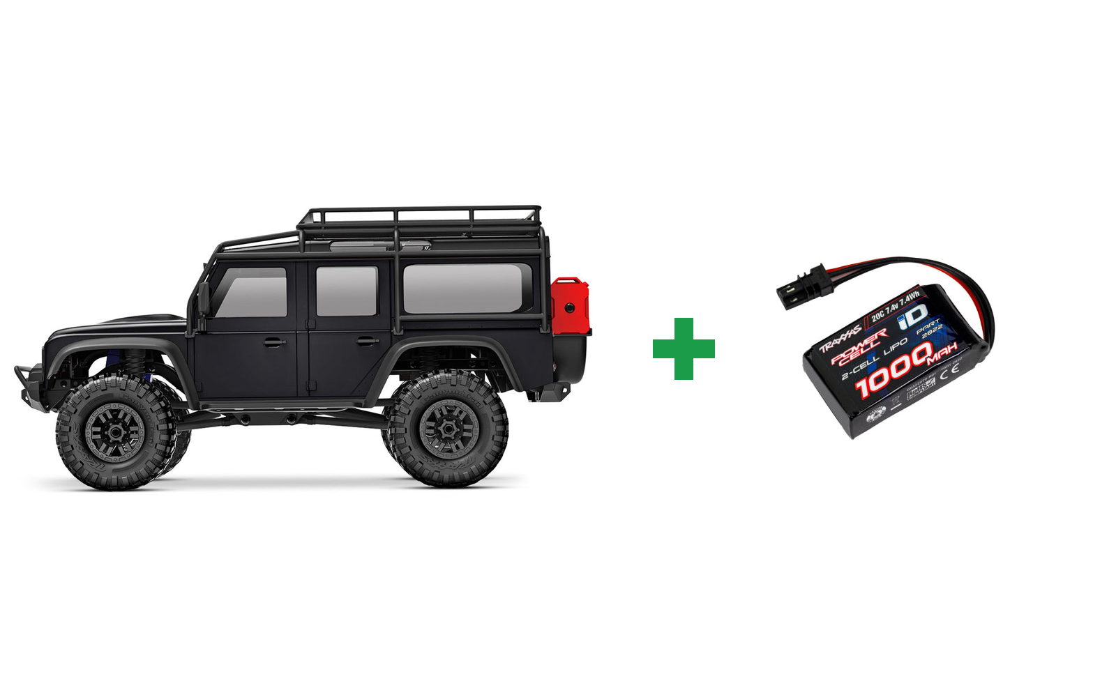 Traxxas TRX-4M 1/18 Land Rover Defender Crawler RTR - Sort / Kompletpakke - Ekstra køretid