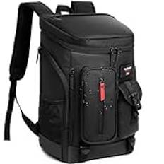TUGUAN 30 L kylryggsäck 36 burkar isolerad cool väska ryggsäck läckagesäker picknick ryggsäck PU-läder lunchväska för män arbete lätt termisk väska kvinnor för resor camping strand kylare, svart
