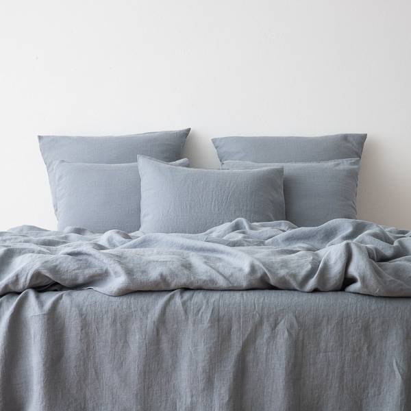 Sengesæt i hør, slate blue, forvasket