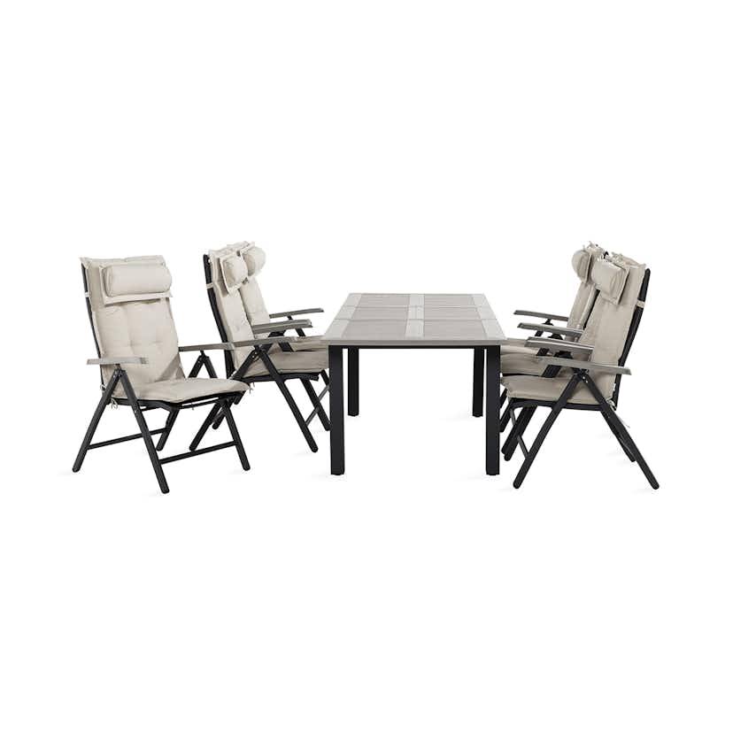 Monaco Matgrupp Utomhus 90x152-210 + 6 Positionsstolar m Dyn