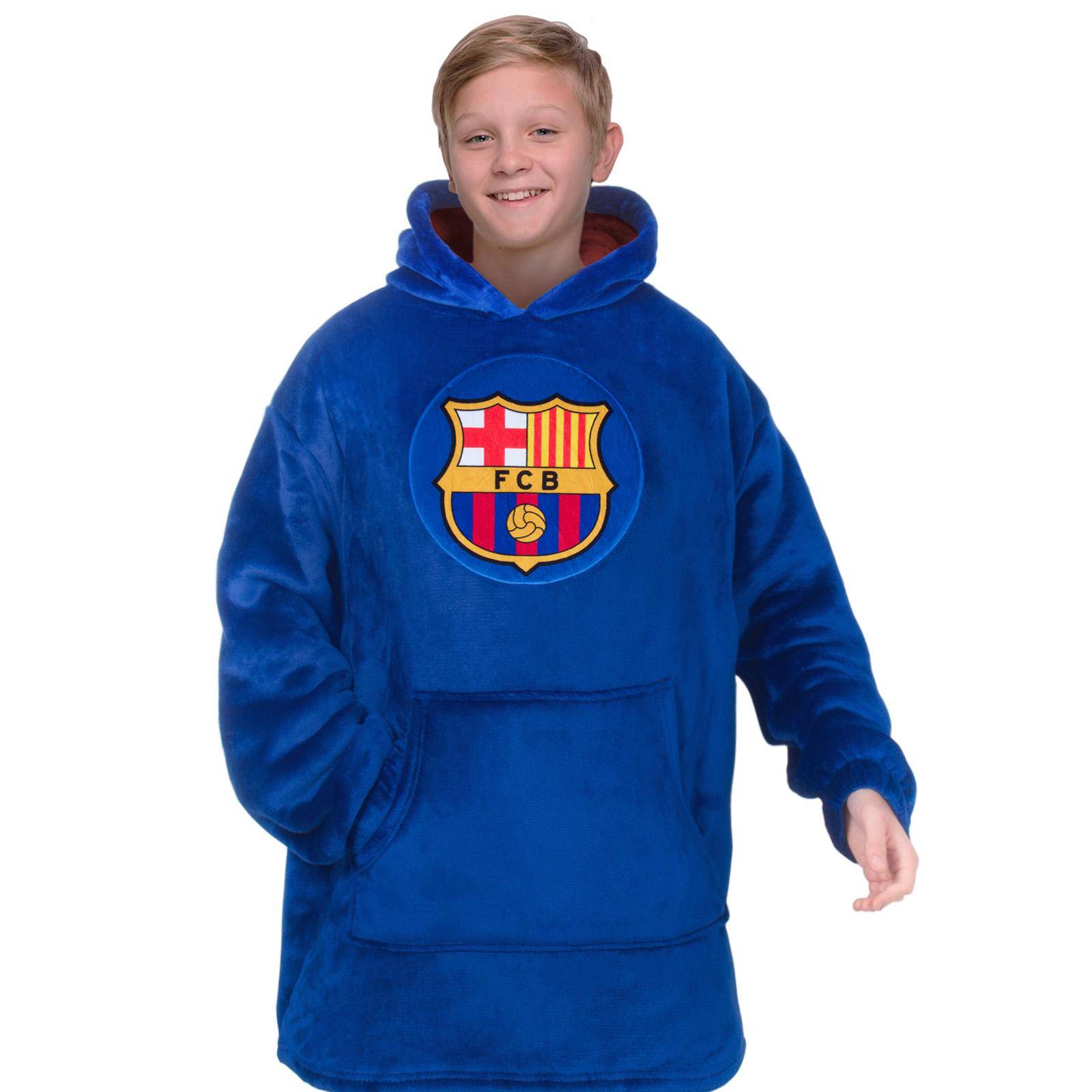FC Barcelona Barn/Barn Vapen Oversized Filt Hoodie 6-10 Years blå