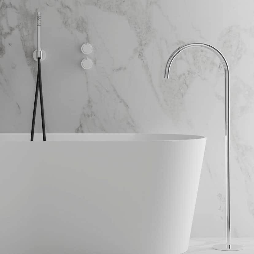 Badkarsblandare Scandtap Steel Harmonized Bliss 4 med Handdusch för Inbyggnad