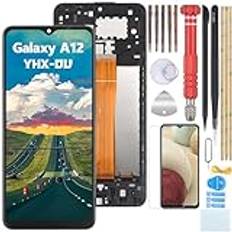 YHX-OU 6,5 Tum Skärmbyte LCD för Samsung Galaxy A12 A125F SM-A125F/DSN A125M A125U LCD Skärm Display Pekskärm Montering Reparationskit Verktyg(svart)