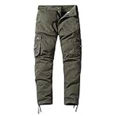 Arbetsbyxor Herr Lösa Arbete Eleganta Sportbyxor Bekväma Lättviktsbyxor Promenadbyxor Slim Fit Vandring Fickor Med Sidofickor Sommar Bomull Cargobyxor, Grön, 3XL