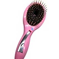 Chenzinan jonisk plattång borste anti-skållning keramisk plattång kam hårborste för alla hårtyper plattång för män och kvinnor (färg: Rosa)