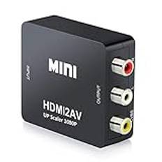 QGECEN HDMI till RCA-adapter, HDMI till RCA-omvandlare, AV-komposit CVBS Video Audio Support PAL/NTSC för Xbox 360/One, Playstation 3/4/5, DVD, Android TV Box, Fire Stick, Roku