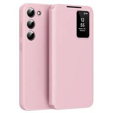 Samsung Galaxy S22+ 5G Smart Clear View Flip etui med kortplads - Pink