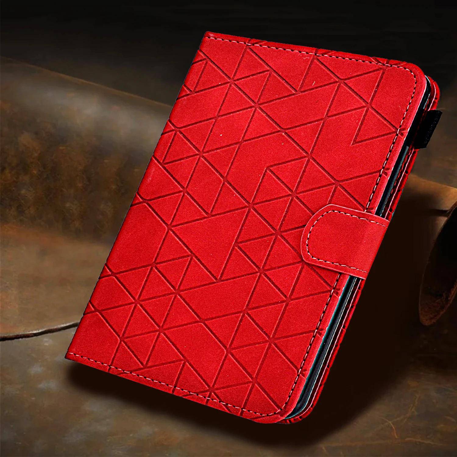 Läderfodral för IPad 2025 A16 Air 10.9 10.2 11 Tum Pro MINI 3 4 5 6 7 8 9 10:e 11:e Generationen Rombmönstrade Fodral Cover brun