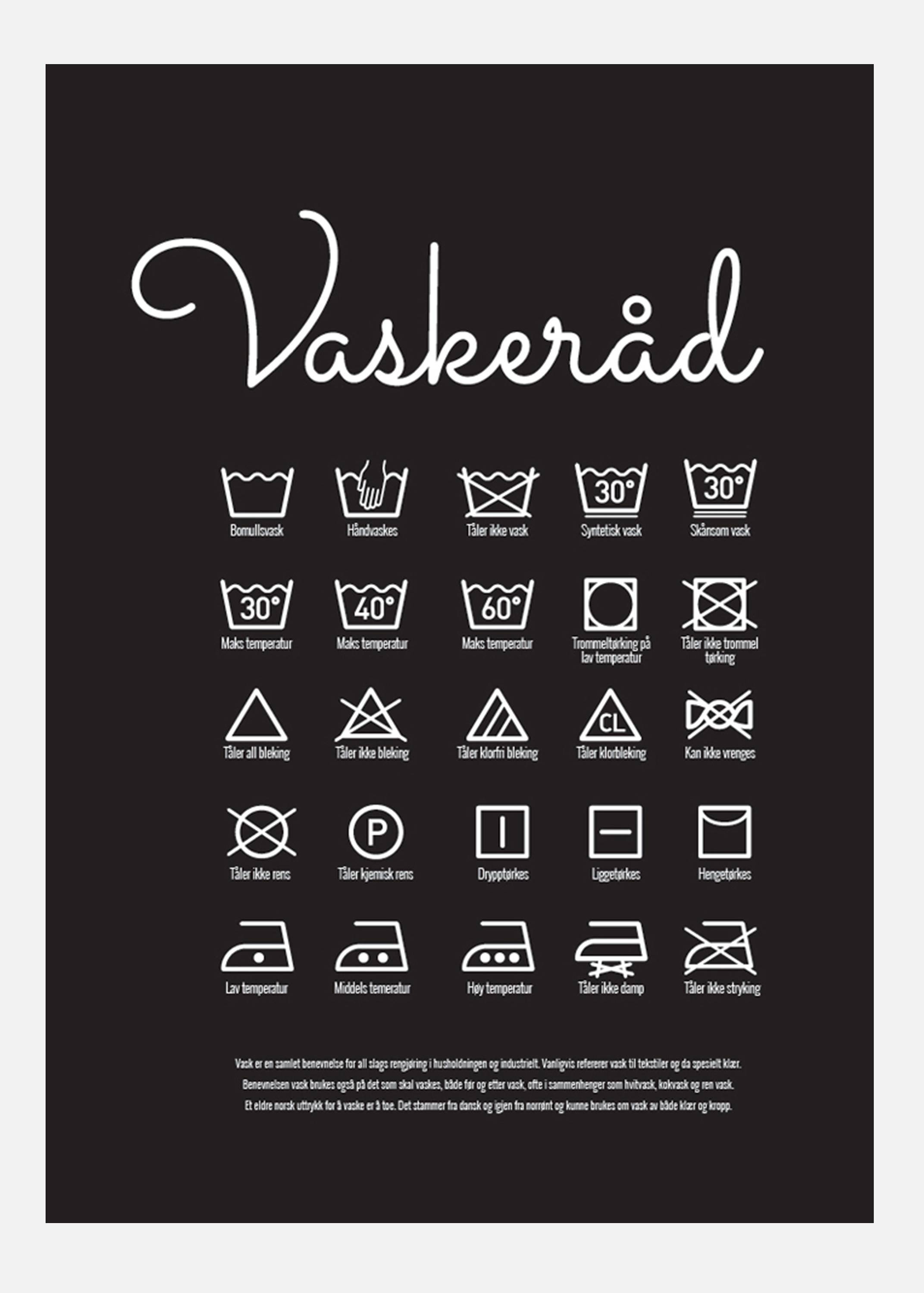 Vaskeråd - Svart Canvastavla (30x40 cm)