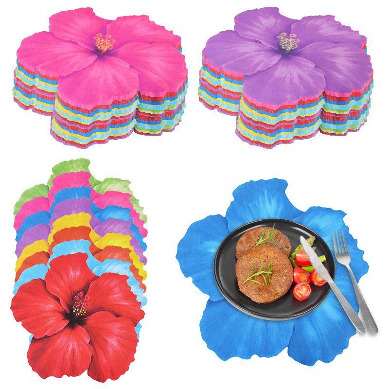 8 st hawaiisk hibiskusblommaformad pappersunderlägg sommarbröllop födelsedagsfest matbordsdekorationsmaterial engångsunderlägg pink