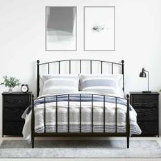 vidaXL Sengebord 2 pcs Sort eg 40 x 36 x 60 cm Laminat træ og metal