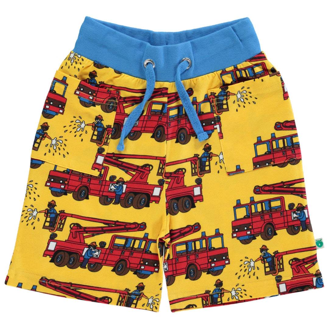 Shorts med brandbil - Yellow / 9-10