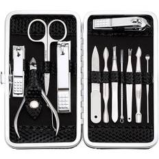 Keiby Citom Maniküre Set Professionelles Nagelknipser Kit Pediküre Kit -12 stücke Pflegeset aus Edelstahl Nagelpflege Werkzeuge Reise Grooming Kit (Schwarz)