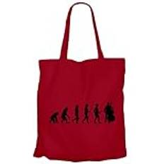 Fabulous Tote Bag shoppingväska i canvas - Evolution klassisk kontrabas orkester instrument musiker, Färg: röd, Taille unique