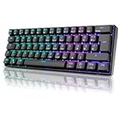 RK ROYAL KLUDGE RK61 tysk layout mekaniskt tangentbord 60% 2,4 GHz trådlöst/Bluetooth/Wired, 61 tangenter RGB Hot Swapable Blue Switch gamingtangentbord kompatibelt med Win/Mac, svart(QWERTZ)