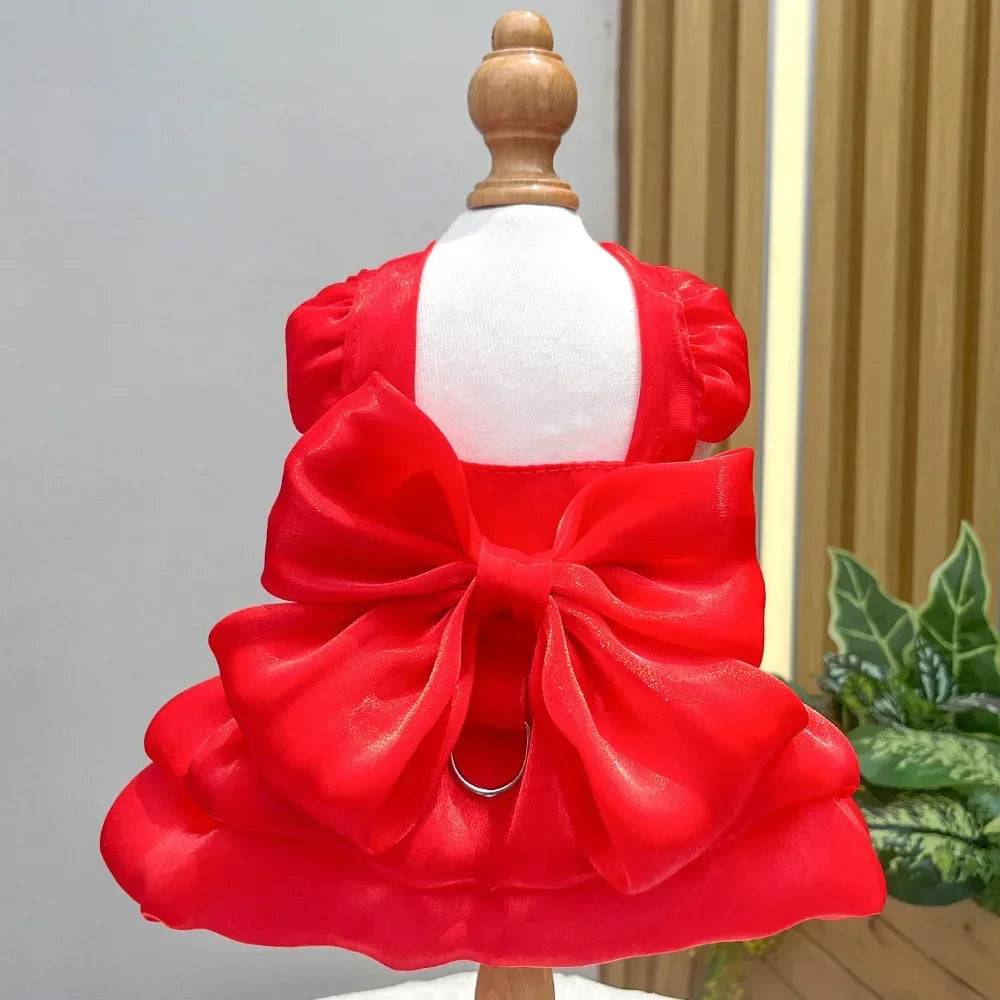 Bowknot Princess Dress for Small Dogs & Cats - Red / L-suit 3.5-4.5kg / SPC (L-suit 3.5-4.5kg)