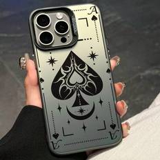 1 st. trendigt telefonskal med Spade A Poker-design, flygtema med fallskydd och reptåligt helkroppsskydd, lämplig för resentusiaster, kompatibel med I - Svart (Multi-size)