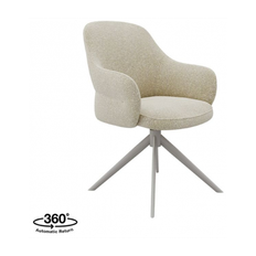 BERN Spisebordsstol med armlæn og drejefod i bouclé H91 cm - Taupe/Natur