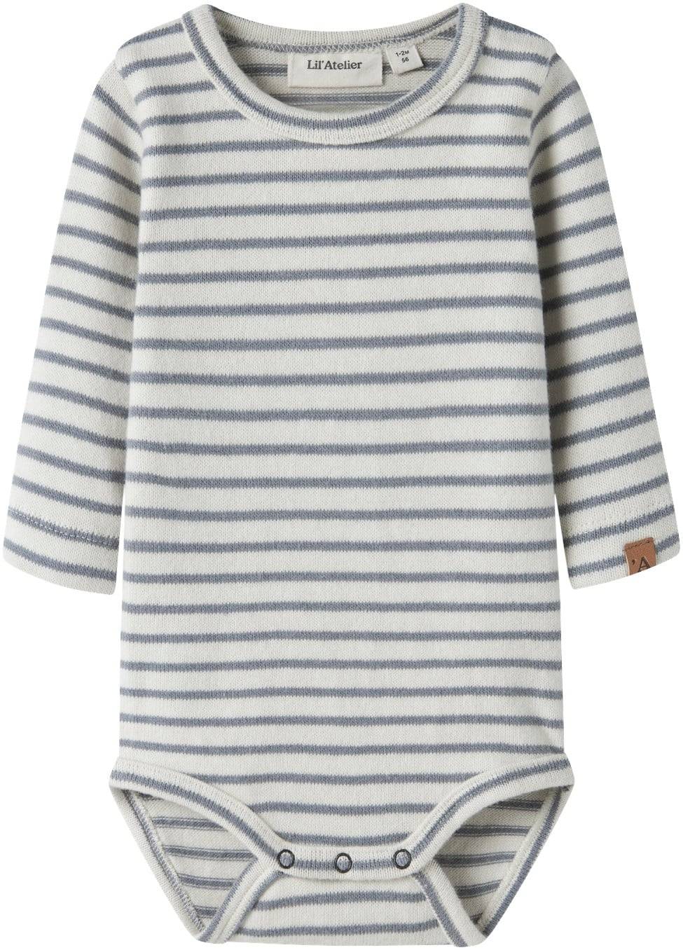 Lil' Atelier Nbmthoro KEO LS Slim Body LIL Str 74 - Turtledove/monument Toppe hos Magasin.