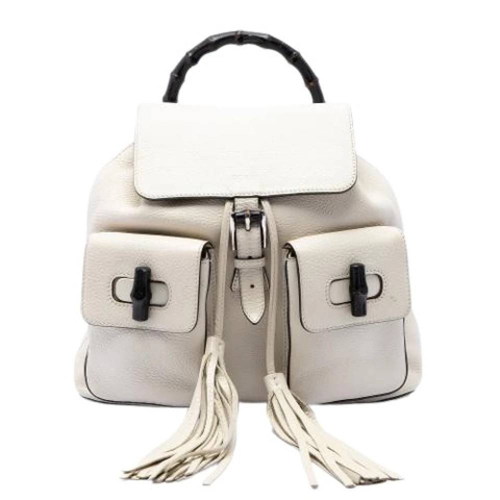 Gucci Vintage Pre-owned Bambus Rygsæk - Vintage - Dame - Hvid - ONE SIZE - Bambus