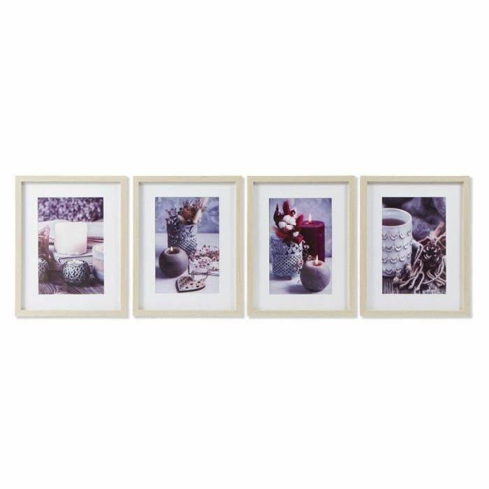 Cadre - DKD Home Decor - 4 Unités - 35 x 2.5 x 45 cm - Gris et Bordeaux - Polystyrène