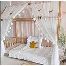 Baby Fancyroom Hussäng, himmel, sänghimmel, vit/ecru för barnsäng, barnrum, baldakin, sänggardin, sänghimmel för flickor, prinsessrum (utan fjärilar, 380 cm)