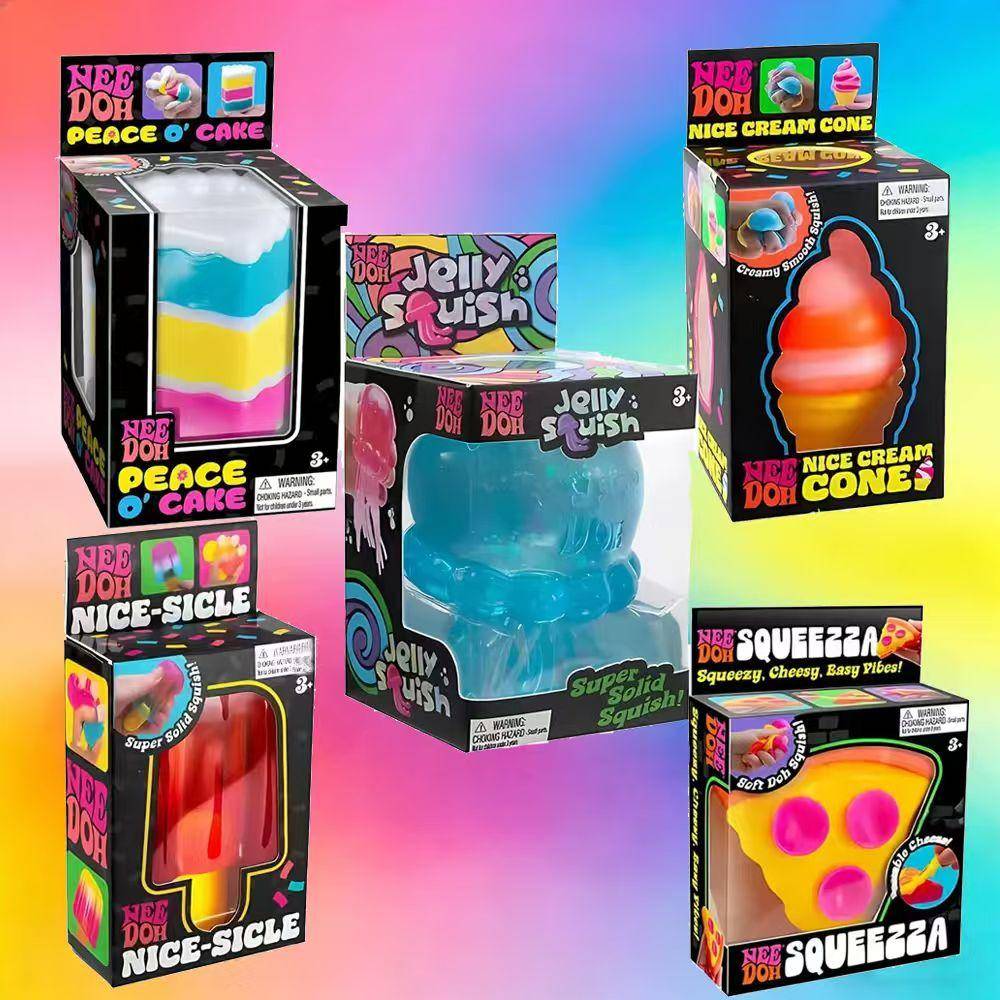 Schylling Needoh Nice Cube sensorisk leksak, stresslindrande block, kläm, lindra stress, pussel och släpp