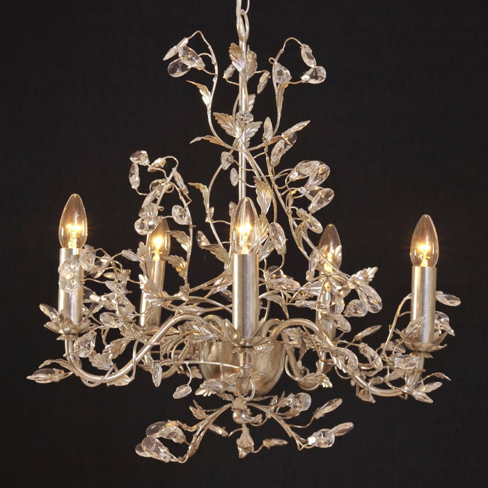 Holländer Ljuskrona BUONO, dimbar, Förkromad / silver, Vardagsrum / matsal, Glas, Ljuskrona