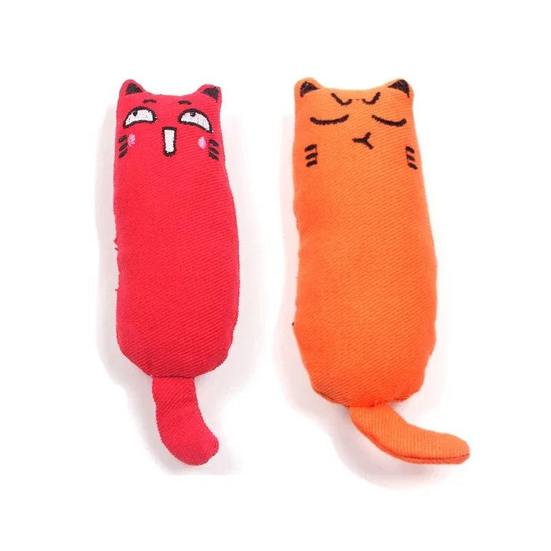 Catnip Plush Toy with Crinkle Sound - Dental Chew for Cats & Kittens - Red and Orange