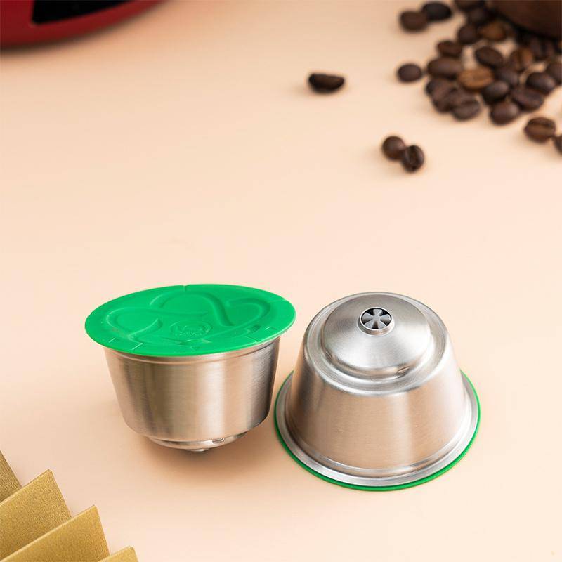 Kaffekapsel För Dolce Gusto Mini Me Återanvändbar Påfyllningsbar Kaffekapsel i Rostfritt Stål Filterkopp Rostfria Stålfilter beige
