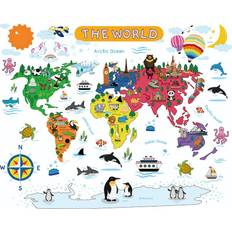 The World wallsticker. Flot og farverigt verdenskort for b�rn