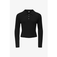 KIDS ONLY - Topp kogMila LS Rib Button Polo Neck CP - Svart