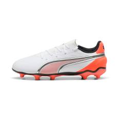 PUMA KING MATCH FG/AG Football Boots Youth, Shoes, White/Glowing Red/Black, 32 - Black - 32